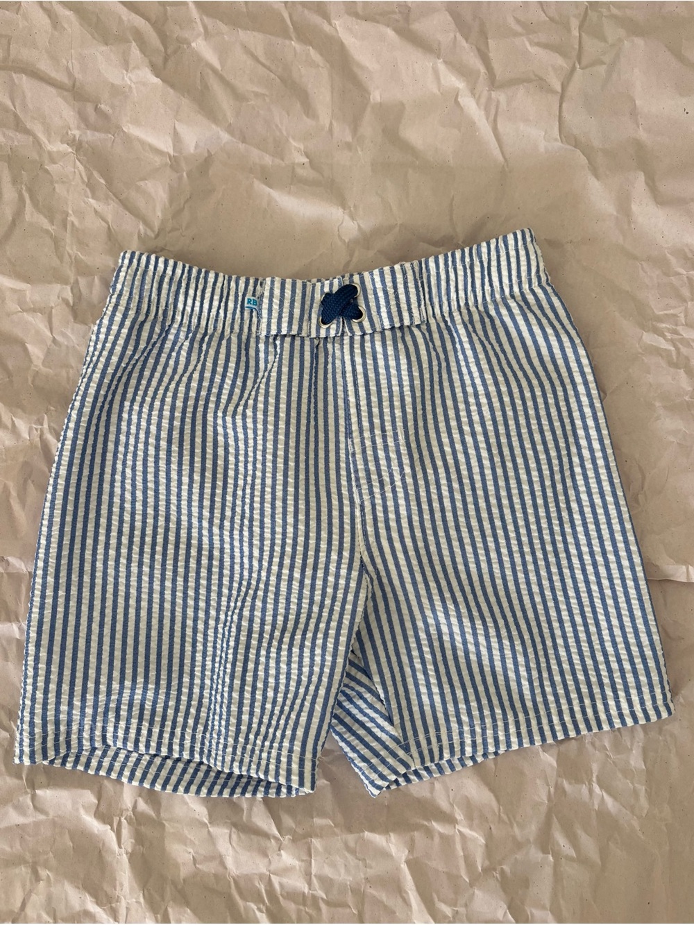 Blue and White Striped Kids Shorts Rugged butts 6